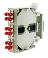 DIN rail optical metal loaded with 6 SC/ST duplex singlemode grey adapters with ceramic sleeve + splice tray
