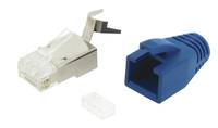 Pack of 10 RJ45 CAT6/EA screened plugs with blue sleeves for GIGAMEDIA rigid cable