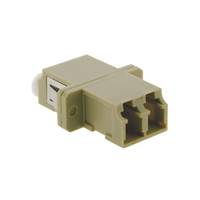 LC duplex multimode adaptor, plastic body, grey colour, ceramic sleeve, to clip / to screw, 1000 matings, IL 0,2dB max