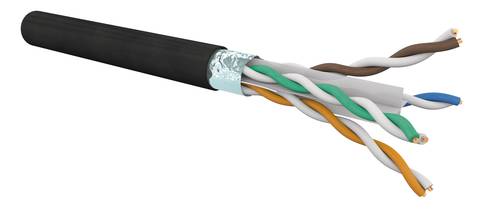 Cable 4 pairs CAT6 F/UTP UV resistant PE Black (500 m coil)