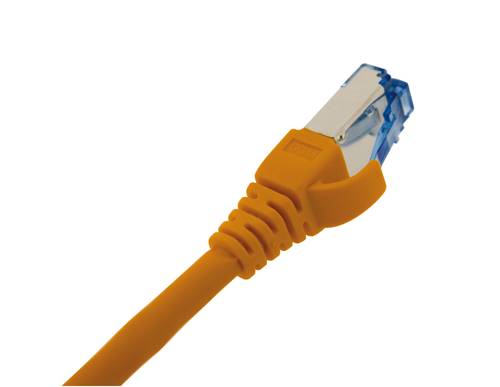 Patch cord Catégory 6A S/FTP shielded orange RAL2003 27AWG RJ45 50 micron inches gold plating with slim snagless colored boots, 10G 4PPOE 50cm LSZH OD : 5.7mm, DELTA Certified ISO/IEC 11801, EN 50173, IEC 61156-5, ANSI/TIA-568.2-D