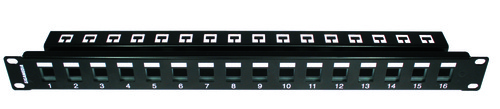 Basic 1U metal panel space for 16 monobloc ports black