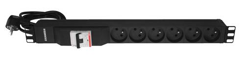 19'' PDU 6 UTE sockets 16 A - 250 V equipped with differential circuit breaker 30 mA - 16 A - curve C and power cord H05VVF 2 m - 3 x 1.5 mm² with Schuko plug 16 A - 250 V - Black