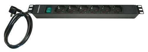 19'' PDU 6 ITALIAN sockets 16 A - 250 V equipped with bipolar luminous switch and power cord H05VVF 2 m - 3 x 1.5 mm² with Schuko plug 16 A - 250 V - Black