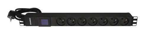 19'' PDU 7 UTE sockets 16 A - 250 V equipped with amperemeter and power cord H05VVF 2 m - 3 x 1.5 mm² with Schuko plug 16 A - 250 V - Black