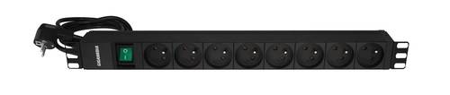 19'' PDU 8 UTE sockets 16 A - 250 V equipped with bipolar luminous switch and power cord H05VVF 2 m - 3 x 1.5 mm² with Schuko plug 16 A - 250 V - Black