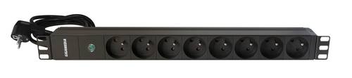19'' PDU 8 UTE sockets 16 A - 250 V equipped with voltage presence indicator and power cord H05VVF 2 m - 3 x 1.5 mm² with Schuko plug 16 A - 250 V - Black