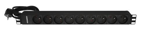 19'' PDU 9 UTE sockets 16 A - 250 V equipped with power cord H05VVF 2 m - 3 x 1.5 mm² with Schuko plug 16 A - 250 V - Black