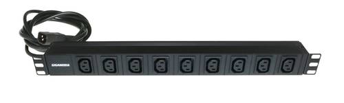 19'' PDU 9 IEC C13 sockets 10 A - 250 V equipped with power cord H05VVF 2 m - 3 x 1.5 mm² with IEC C14 plug 10 A - 250 V - Black