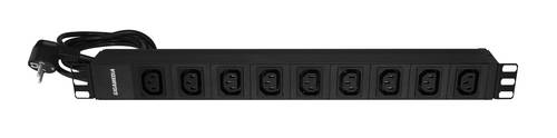 19'' PDU 9 IEC C13 sockets 10 A - 250 V equipped with power cord H05VVF 2 m - 3 x 1.5 mm² with Schuko plug 16 A - 250 V - Black