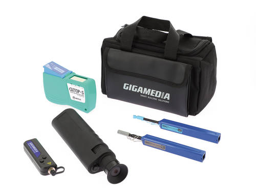 Multimode fiber optic cleaning & inspection kit (cleaning pens for ST/SC/LC connectors, cletop cassette, visual fault locator, x200 magnification microscope)