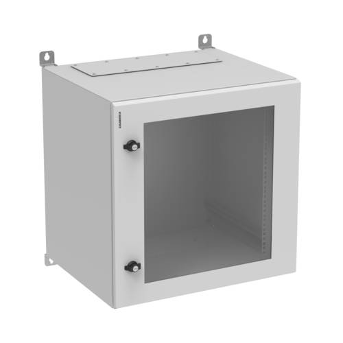 19'' Wallmount cabinet single section, IPBOX 12U 600 mm width 500 mm depth, glass door - Grey