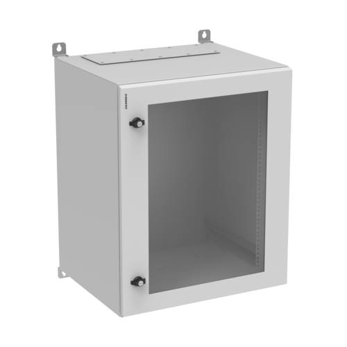19'' Wallmount cabinet single section, IPBOX 15U 600 mm width 500 mm depth, glass door - Grey