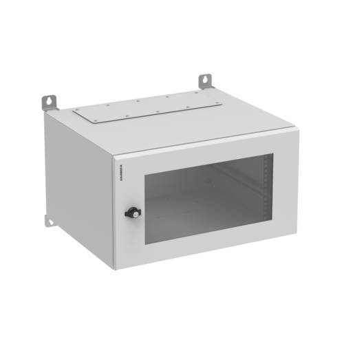 19'' Wallmount cabinet single section, IPBOX 6U 600 mm width 500 mm depth, glass door - Grey