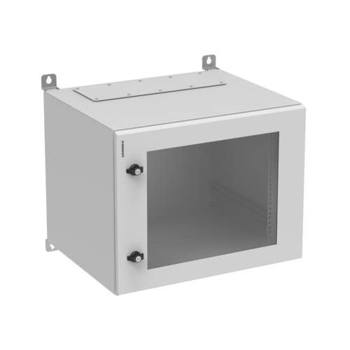 19'' Wallmount cabinet single section, IPBOX 9U 600 mm width 500 mm depth, glass door - Grey