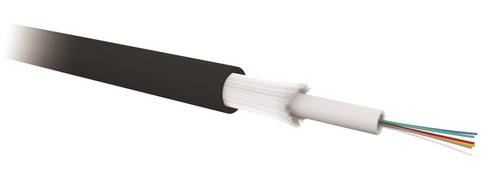 4 fibers OM4 50/125 µm multimode outdoor central loose tube cable with hydro-blocking glass yarns anti-rodent protection, HDPE black outer jacket