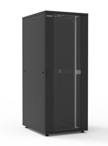 19'' Cabling floor standing cabinet INIRACK 42U 800 X 1000 mm  front simple glass door / rear panel - Black