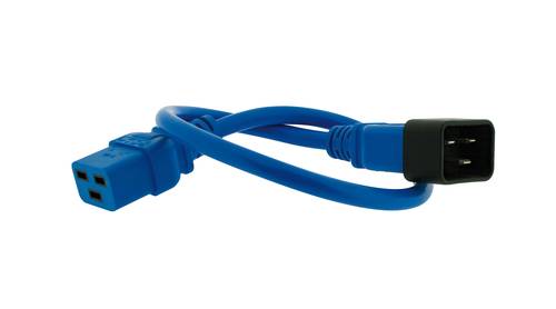 Power cord IEC C19 / IEC C20 (16 A / 250 V) - HO5VV-F 3G1.5 mm² - 0,5 m - Blue