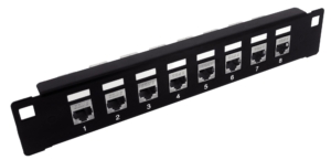 Panneau 8 ports Cat6 STP – Noir
