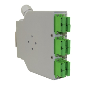 Boîtier optique RAIL DIN équipé 6 raccords SC/APC duplex monomode vert +cassette