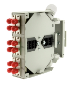 Boîtier optique RAIL DIN équipé 6 raccords SC vers ST duplex monomode + cassette