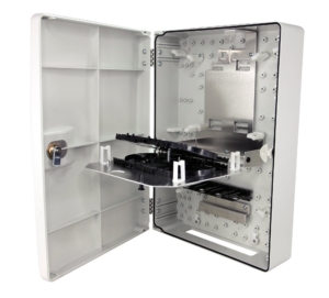 Boîtier optique plastique IP54 jusqu’à 16 fibres SC SX/LC DX ou épissures fusion
