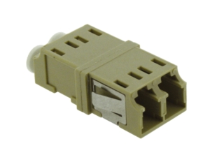 LC duplex multimode flangeless adaptor, plastic body, grey colour,ceramic sleeve