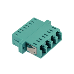Raccord multimode LC quad, corps plastique couleur turquoise, centreur céramique