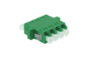 LC/APC quad singlemode adaptor, plastic body, green colour, ceramic sleeve