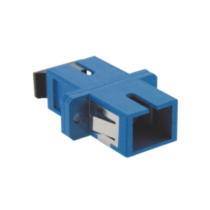 SC simplex singlemode adaptor, plastic body, blue colour, ceramic sleeve