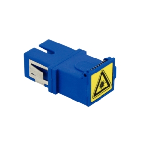 Raccord monomode SC simplex sans oreilles, plastique, bleu + clapet de sécurité