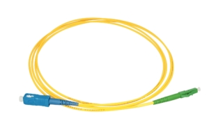 LC/APC to SC/UPC OS2 9/125 simplex patchcord, 2 meters, Ø 2mm yellow jacket