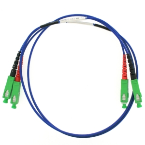 Singlemode G657A2 duplex yellow patchcord, SC/APC to SC/APC 1M