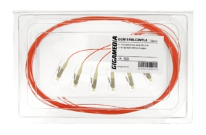 Lot de 6 pigtails structure serrée LC multimode OM2 50/125 µm 2 mètres, orange