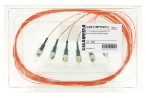 Lot de 6 pigtails structure serrée ST multimode OM2 50/125 µm 2 mètres, orange