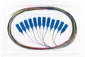 12 coloured G657A2 9/125µm tight buffer SC/UPC pigtails, 2 meters