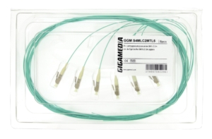 Lot de 6 pigtails structure serrée LC multimode OM3 50/125 µm 2 mètres turquoise
