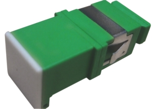 SC/APC simplex singlemode flangeless adaptor, plastic, green colour + shutter