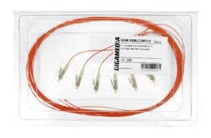 Lot of 6 OM1 62,5/125µm tight buffer LC pigtails, 2 meters, orange colour