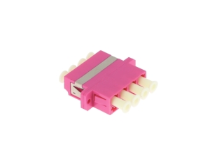 Raccord multimode LC quad, corps plastique couleur violette, centreur céramique