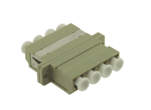 Raccord multimode LC quad, corps plastique, couleur beige, centreur céramique