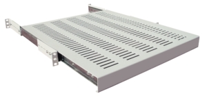 Etagère à glissières 19″ 1U, 4 points de fixation, prof  400 mm – Gris