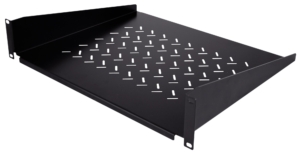 Etagère fixe 19″ 2U, 2 points de fixation, prof 375 mm – Noir