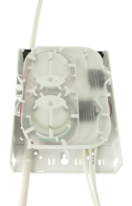 FTTH floor box for 24 fibers, with integrated fusion splice tray