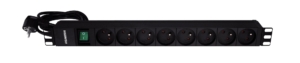 Bandeau 19″ 8 prises UTE avec interrupteur bipolaire lumineux – Noir