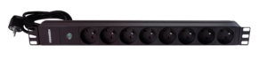 19″ PDU 8 UTE sockets with voltage presence indicator – Black