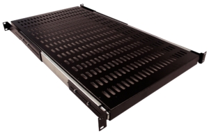 19″ Sliding shelf 1U, 4 fixing points, depth 800 mm – Black