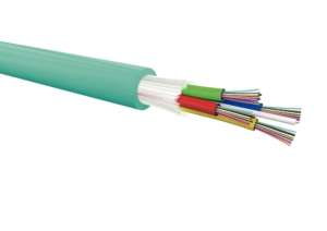 48 fibres (12F/T) OM3 indoor/outdoor + glass yarns, LSOH Dca, aqua colour