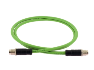 CAT6A 10Gbps Patch cord AWG26/7  S/FTP PUR jacket M12 M/M coded X 5 m, Green
