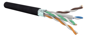 Câble 4 paires CAT6 F/UTP Résistant UV PE noir (touret de 500 m)